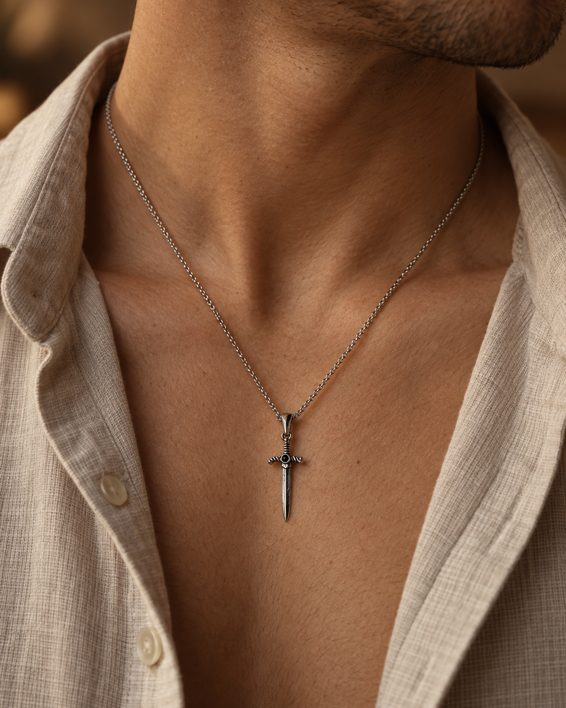 Rose & Sword Matching Necklaces
